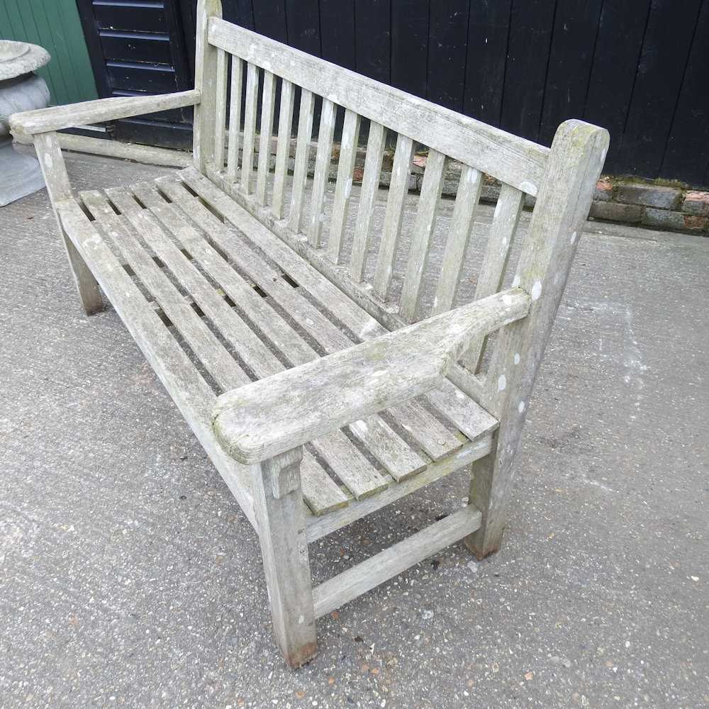 A slatted hardwood garden bench 160w x 62d x 90h cm - Image 3 of 4