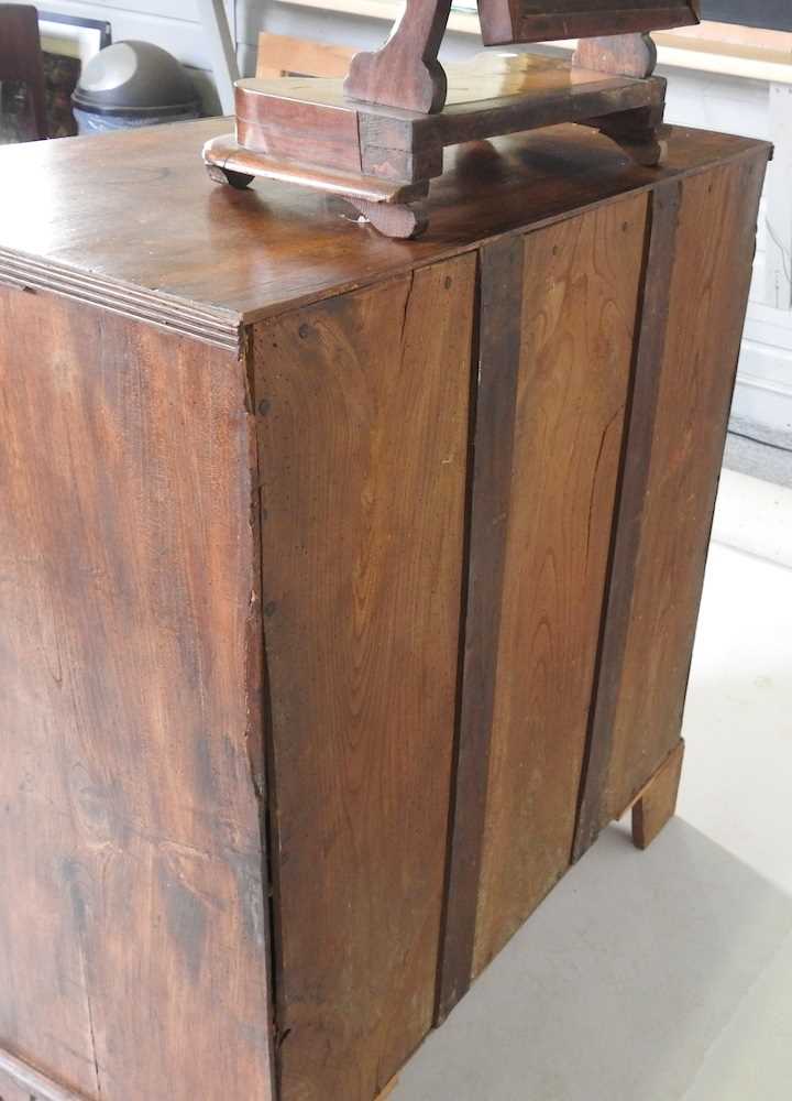 A George III oak chest of drawers, together with a Victorian mahogany toiletry mirror (2) 93w x - Image 2 of 6