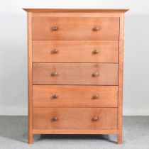 A modern beech chest, of five long drawers 89w x 52d x 115h cm