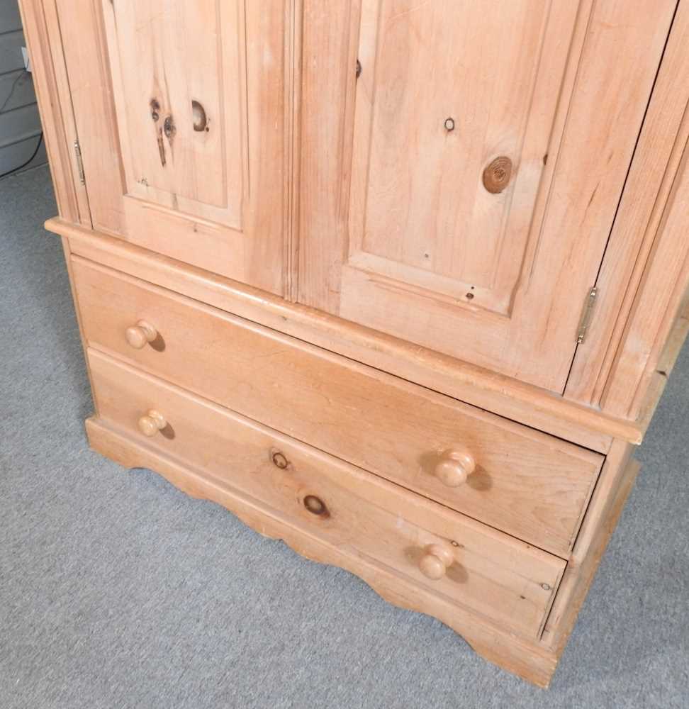 A modern pine double wardrobe, with drawers below 114w x 60d x 189h cm - Image 4 of 7