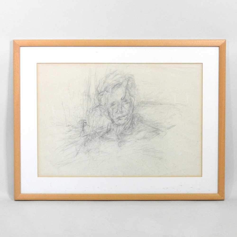 Attributed to Christopher Pemberton, 1923-2010, portrait head, unsigned pencil on paper, 37 x