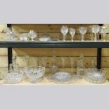 A set of four Waterford Millenium wine glasses, 24cm high, together with a collection of cut crystal