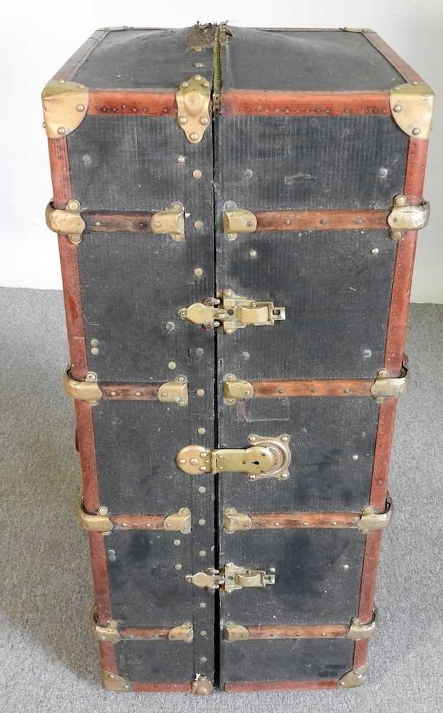 An early 20th century travel trunk, the fitted interior decorated with flamingos and toucans 53w x - Image 2 of 7