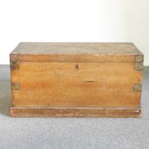 A 19th century pine trunk, with a hinged lid 90w x 44d x 47h cm