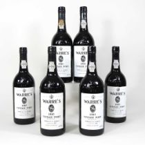 Six bottles of Warre's 1985 vintage port, bottled in 1987, each 75cl, boxed (6) Overall condition