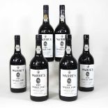 Six bottles of Warre's 1985 vintage port, bottled in 1987, each 75cl, boxed (6) Overall condition