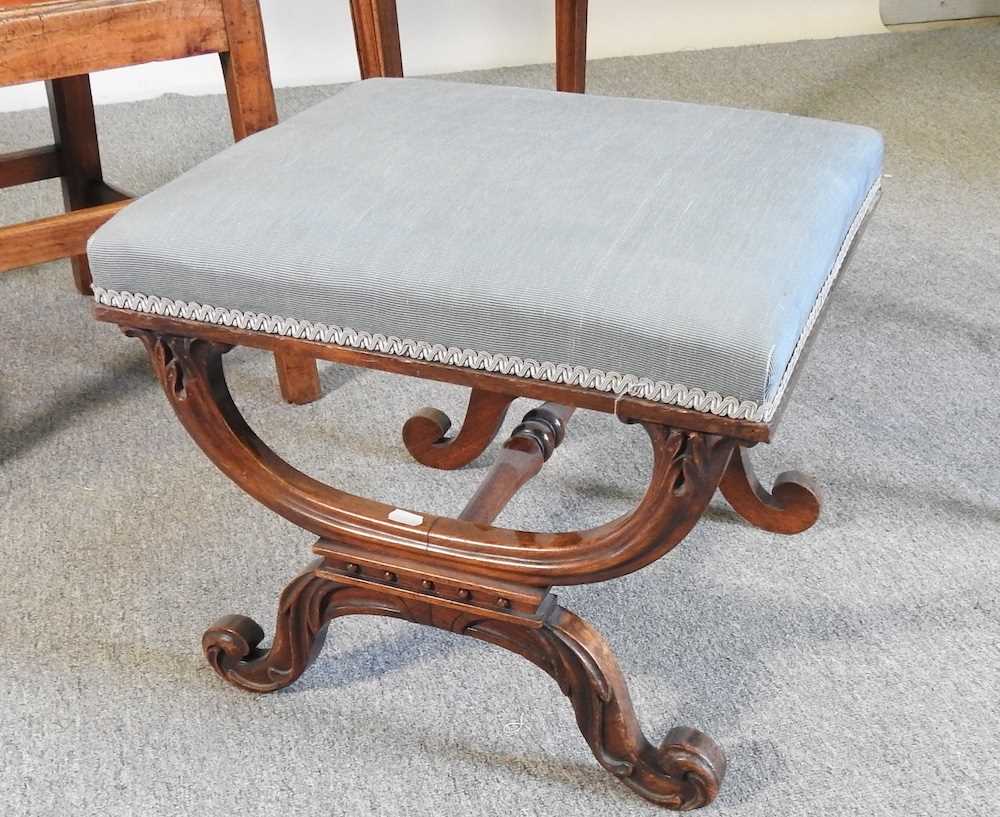 A George III fruitwood side chair, together with a 19th century side table and a Victorian stool (3) - Image 3 of 5