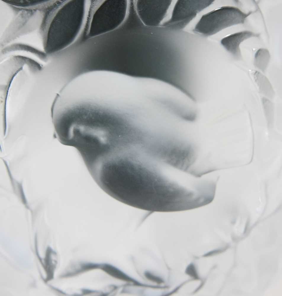 Rene Lalique (1860-1945) a frosted glass Bagatelle pattern vase, etched mark to base, 17cm high - Image 3 of 4