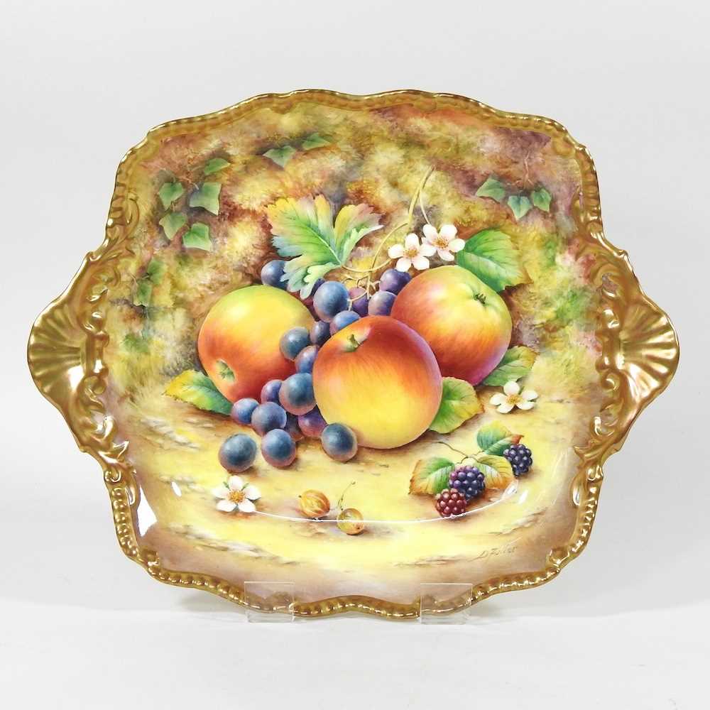 A Royal Worcester porcelain cabinet plate, hand painted with a fruit study, signed, printed marks,