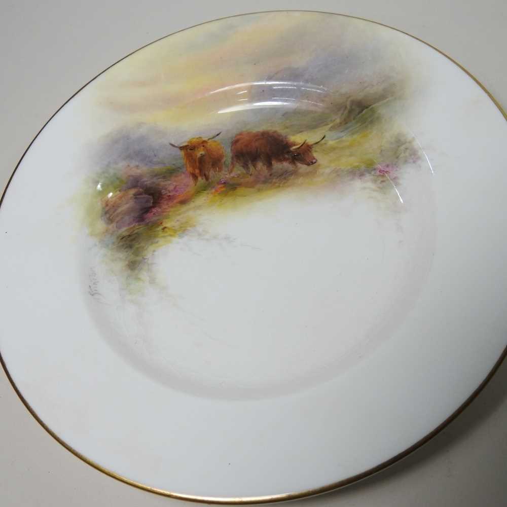A Royal Worcester cabinet plate, painted with highland cattle by Harry Stinton, printed marks, - Image 10 of 11