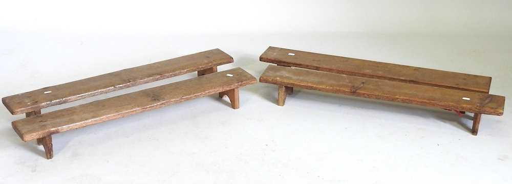 A collection of four early 20th century pine Church long footstools (4) 90w x 13d x 11h cm - Image 3 of 4