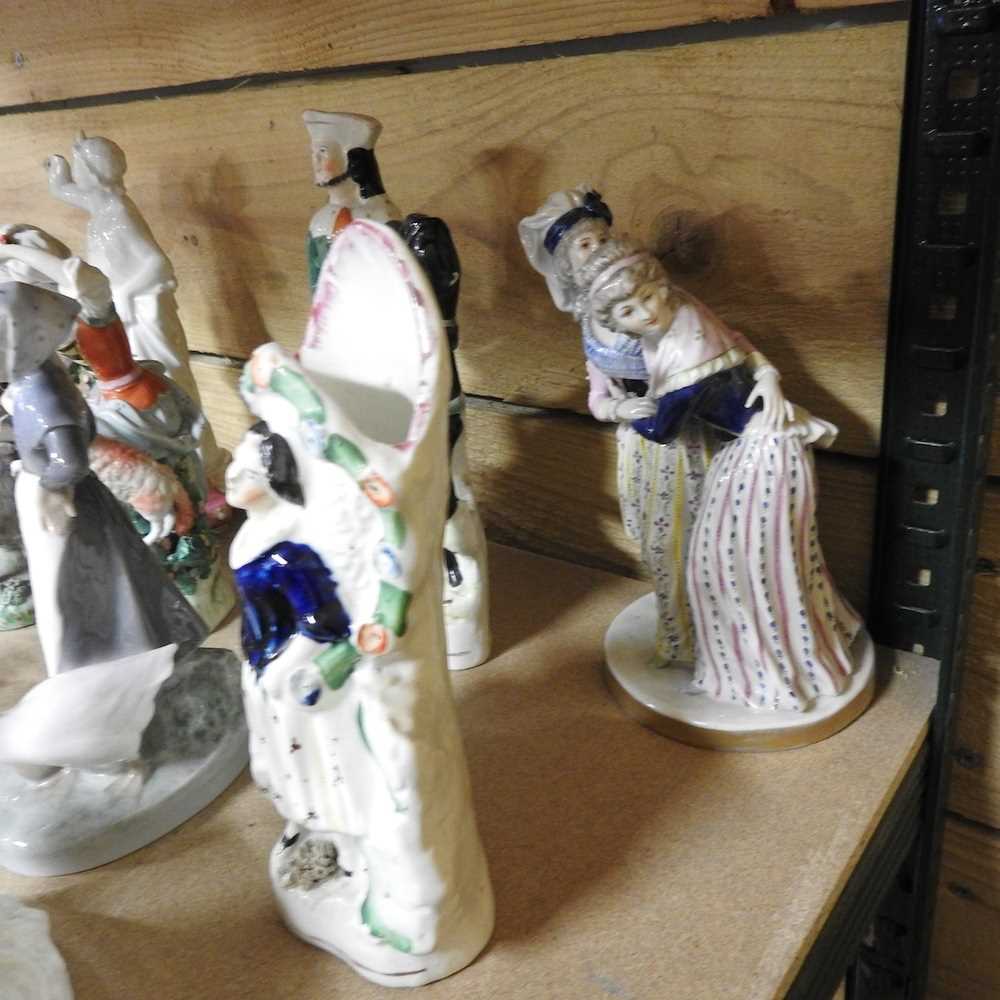 A Royal Copenhagen porcelain figure, together with a collection of 19th century and later figures, - Image 4 of 7