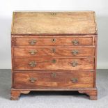 A George III mahogany bureau, on bracket feet 99w x 51d x 104h cm