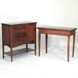 An Edwardian music cabinet, together with a 19th century mahogany folding tea table (2) 80w x 37d