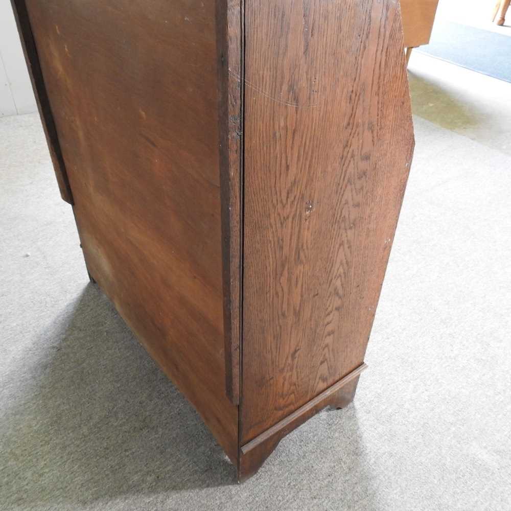 An early 20th century oak bureau bookcase, with stained leaded glass 92w x 41d x 206h cm - Image 2 of 8