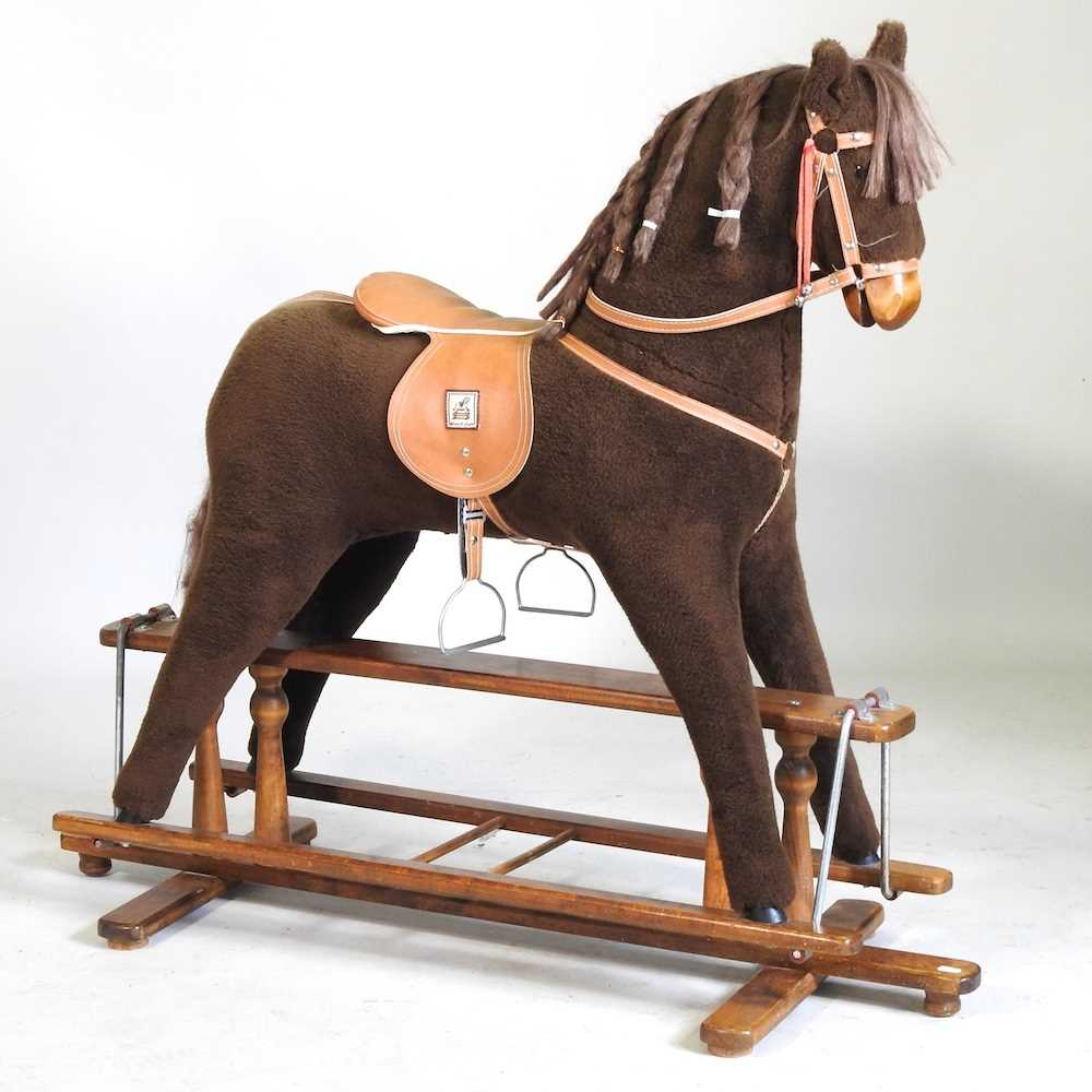 A Mamas and Papas fabric rocking horse, on a trestle base, 106cm high - Image 3 of 6