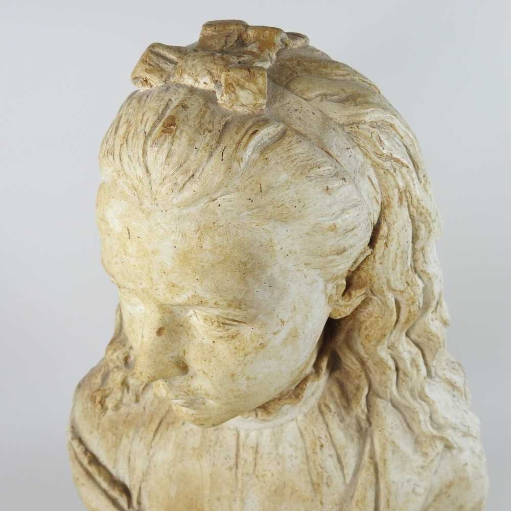 A painted plaster life-sized portrait bust of Alice, on a socle base, 55cm high - Image 3 of 9