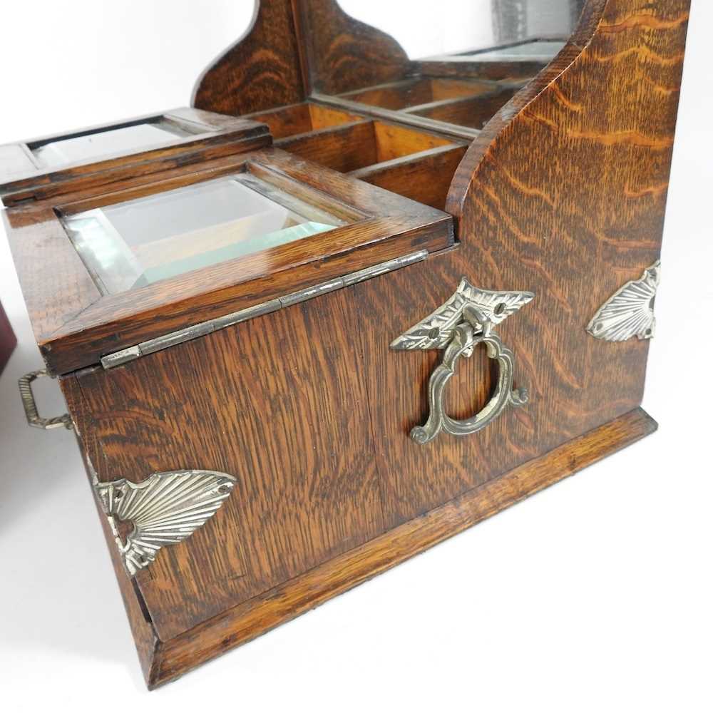 An early 20th century oak three bottle tantalus, with a drawer below, 41cm wide, together with a - Image 6 of 9