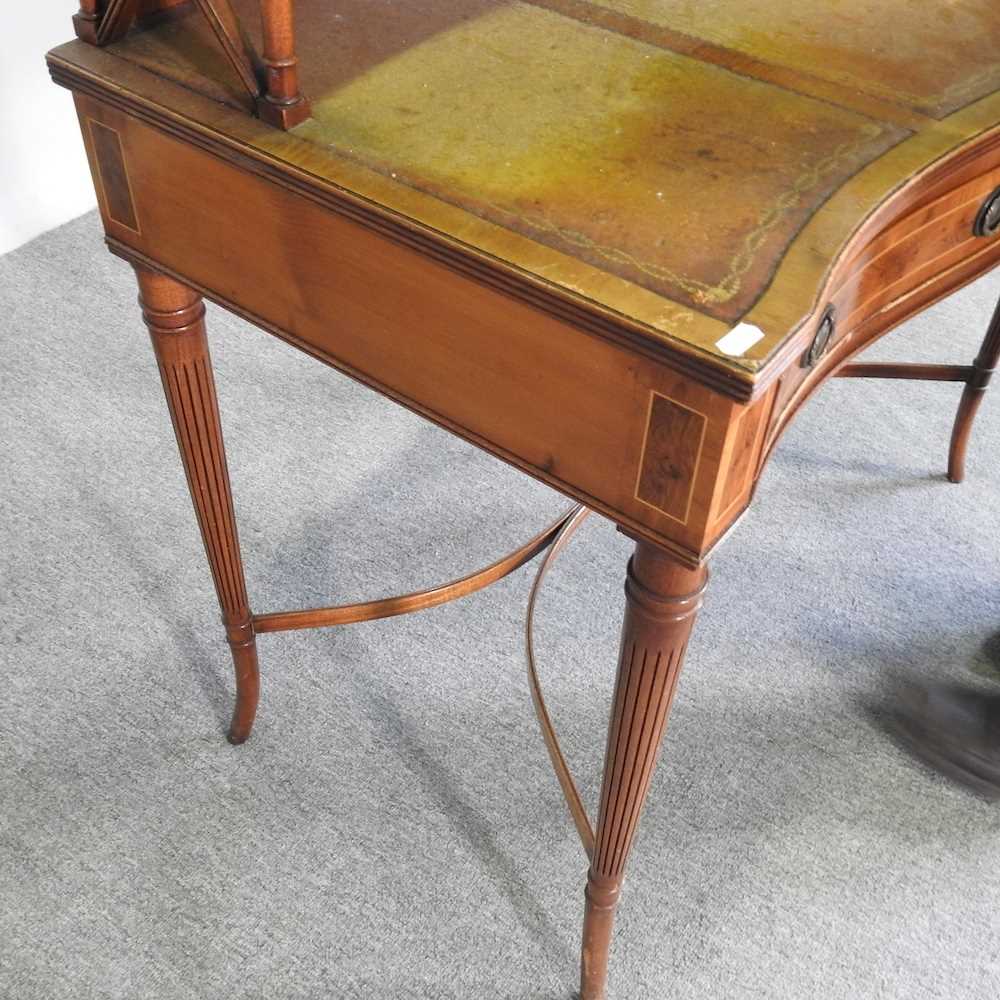 A reproduction yew wood writing desk, on splayed legs 95w x 49d x 103h cm - Image 6 of 7