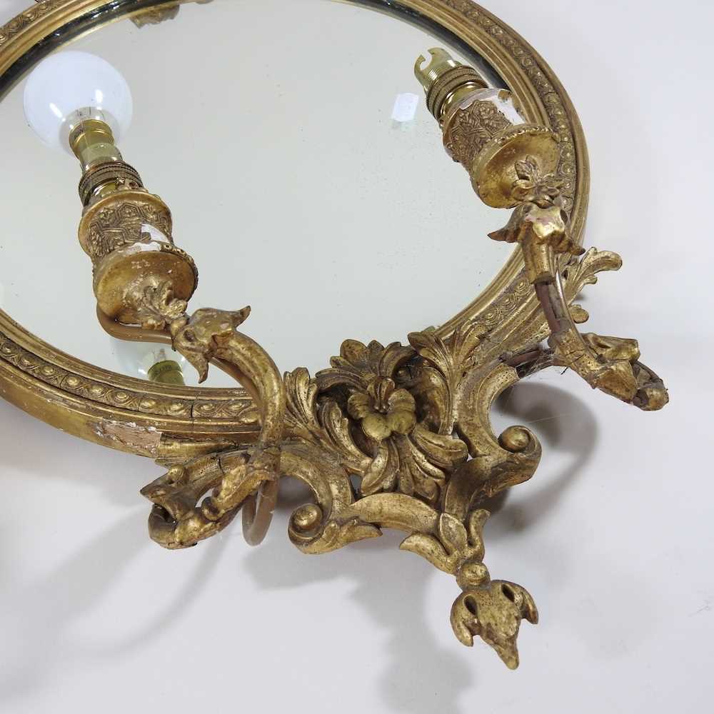 A pair of 19th century carved pine and gilt gesso framed girandole, each with two scrolled - Image 3 of 17