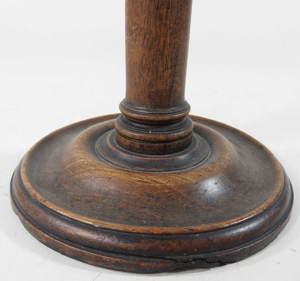 A 19th century turned mahogany stand, with an adjustable dished top, on a weighted base, 15cm - Image 5 of 5