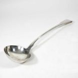 A George III silver fiddle pattern serving ladle, London 1790, 169g, engraved with a monogram,