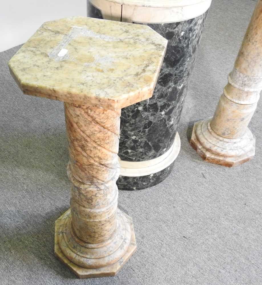 A pair of marble columns, 70cm high, together with a simulated marble cylinder washstand (3) - Image 3 of 5