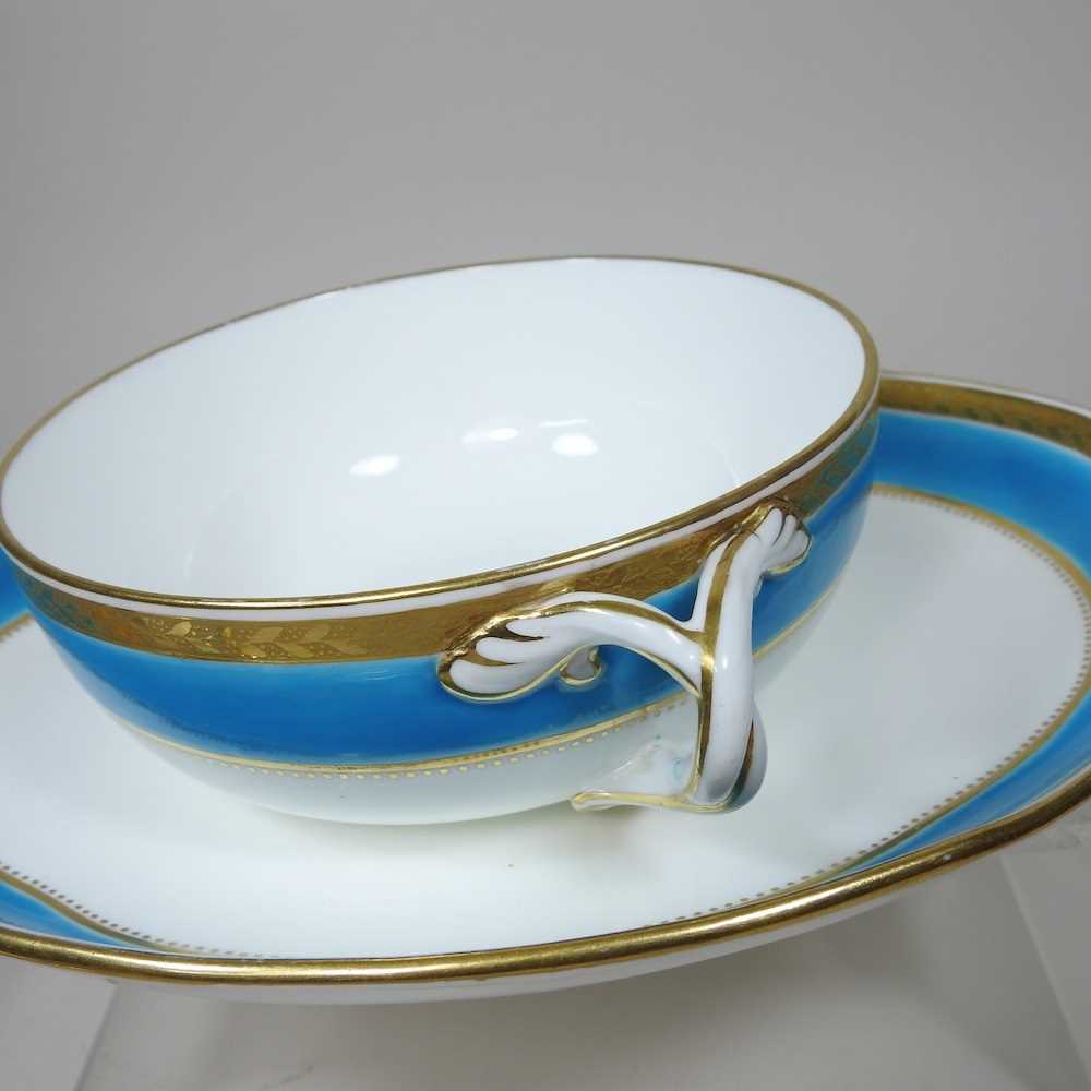 A 19th century Minton tureen and cover on stand, with a blue and gilt border, impressed marks to - Image 5 of 10