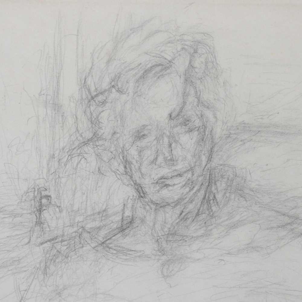 Attributed to Christopher Pemberton, 1923-2010, portrait head, unsigned pencil on paper, 37 x - Image 4 of 6