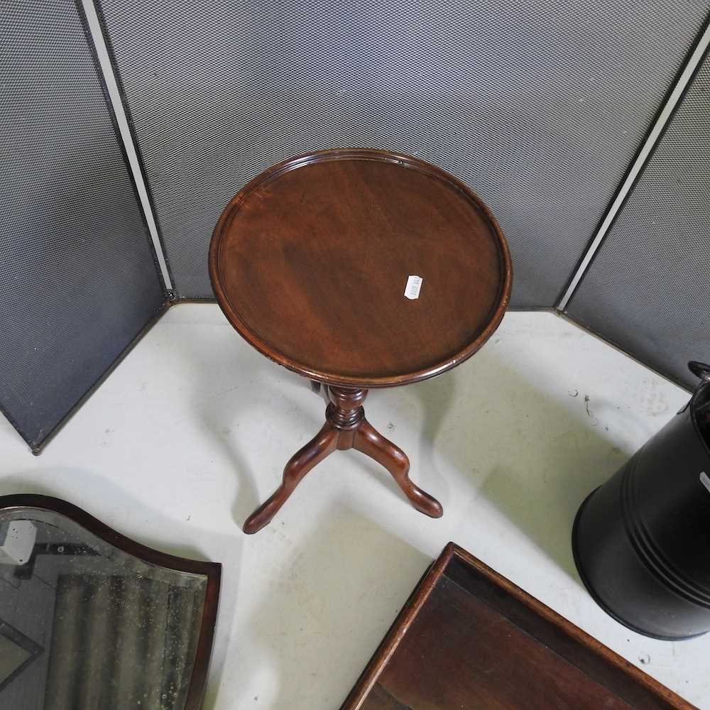 A 19th century mahogany butler's tray, together with a shield shaped wall mirror, a fire screen, a - Image 2 of 3