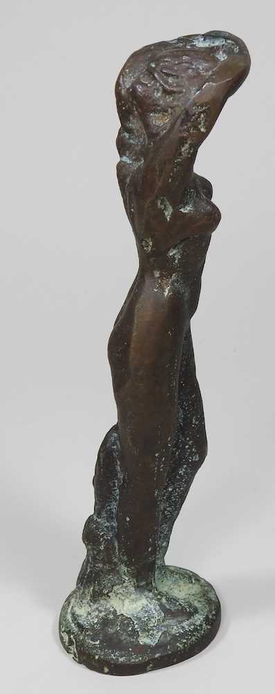 An Art Nouveau style bronze figure of a lady, with her arms raised, 21cm high - Image 5 of 7