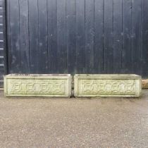 A pair of cast stone garden troughs (2) 91w x 39d x 31h cm
