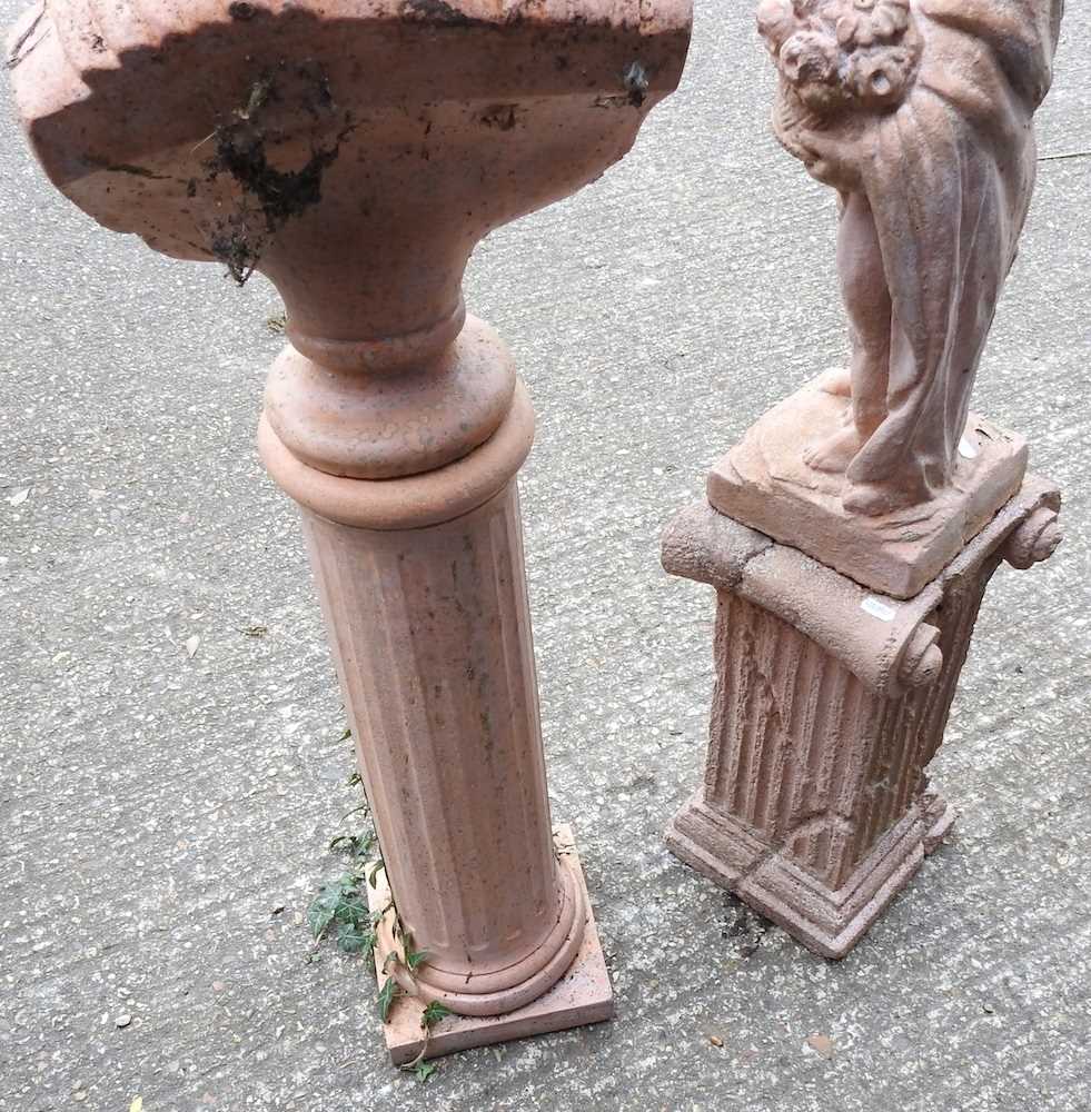 A terracotta portrait bust, on a column base, 110cm high, together with a terracotta figure on a - Image 3 of 4