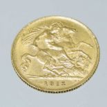 A George V half sovereign coin, dated 1912