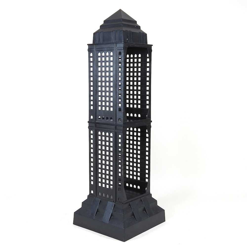 A post-modern modular CD rack, in the form of a Manhattan 52nd Street tower, by Koziol, West