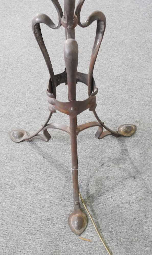 An Arts and Crafts steel telescopic standard lamp, 140cm high Overall condition is solid but poor, - Image 2 of 5