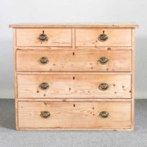 A 19th century stripped pine chest of drawers 100w x 51d x 84h Overall condition is usable but