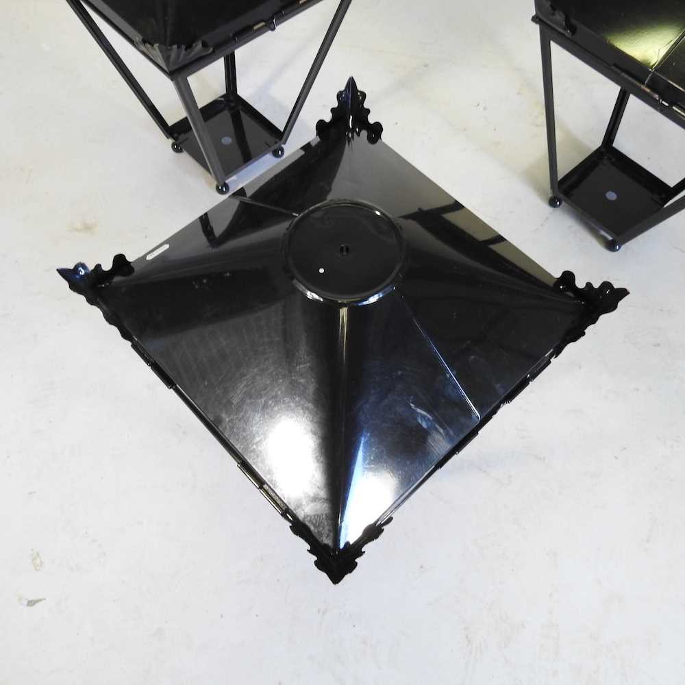 A set of three black painted metal garden lanterns, each 51cm high (3) - Image 2 of 4