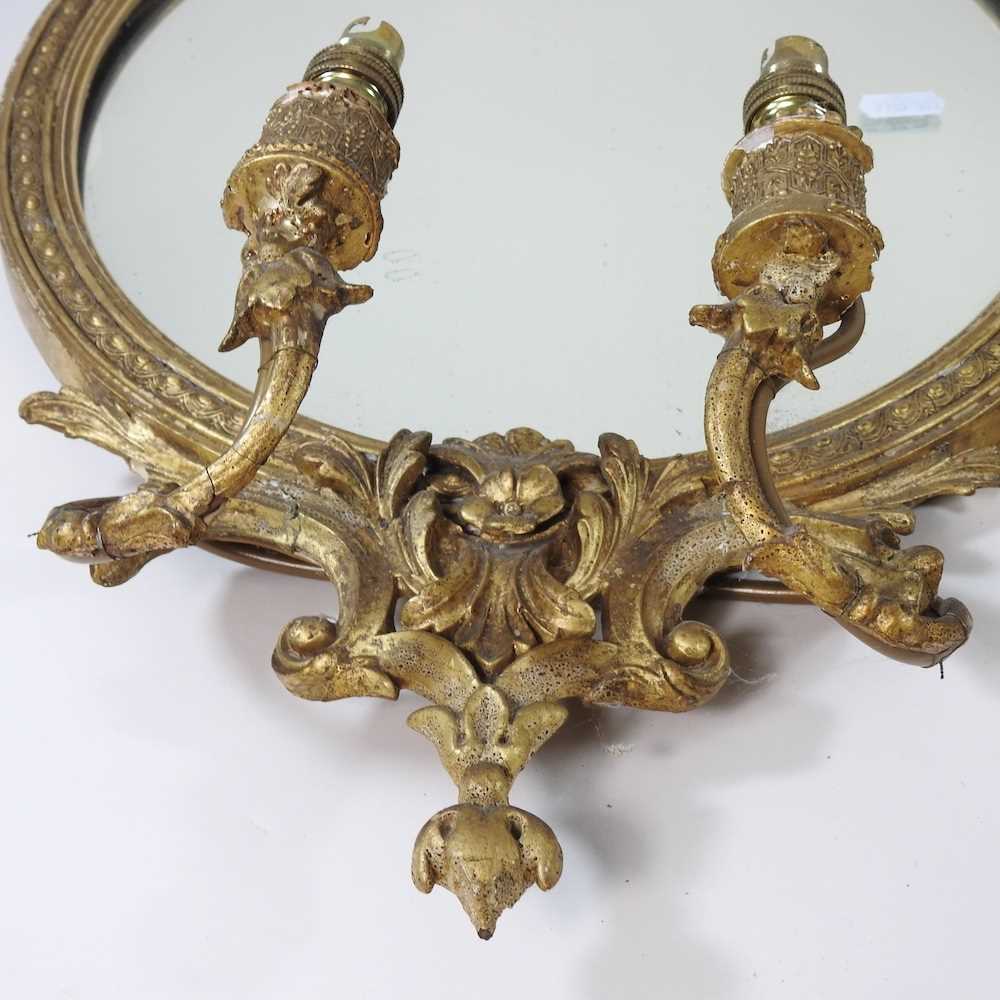 A pair of 19th century carved pine and gilt gesso framed girandole, each with two scrolled - Image 5 of 17