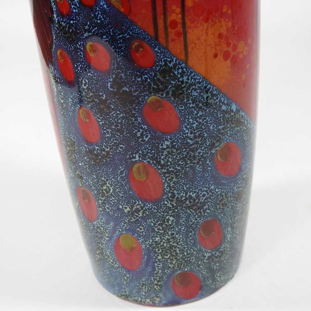 A Royal Doulton sung vase, of slender form, decorated with a Peacock by Arthur Eaton and Charles - Image 7 of 8