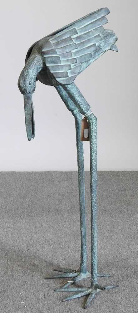 A verdigris metal garden fountain, in the form of a heron, 76cm high Overall condition is - Image 3 of 6