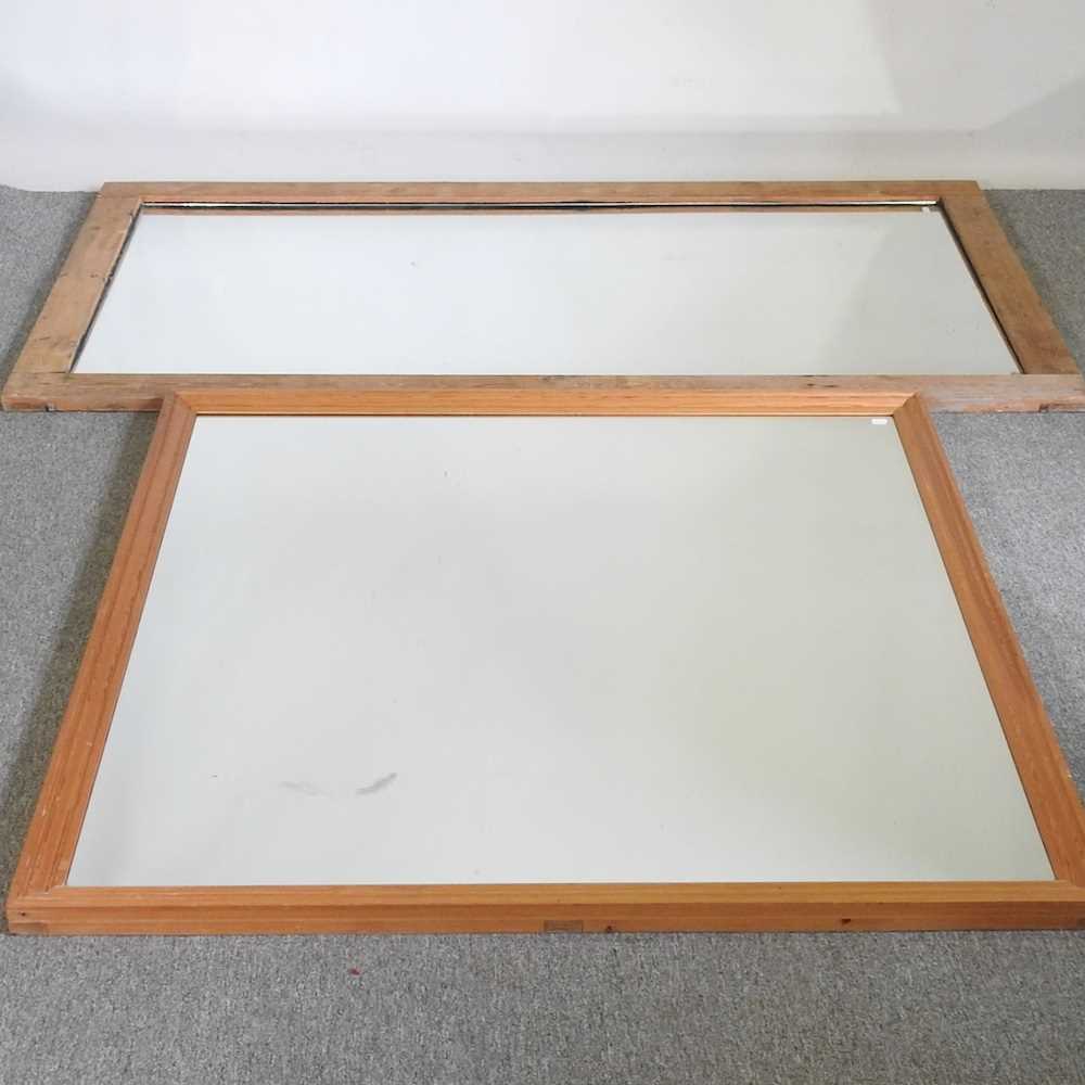 A large modern pine framed wall mirror, 188 x 102cm, together with another smaller (2)