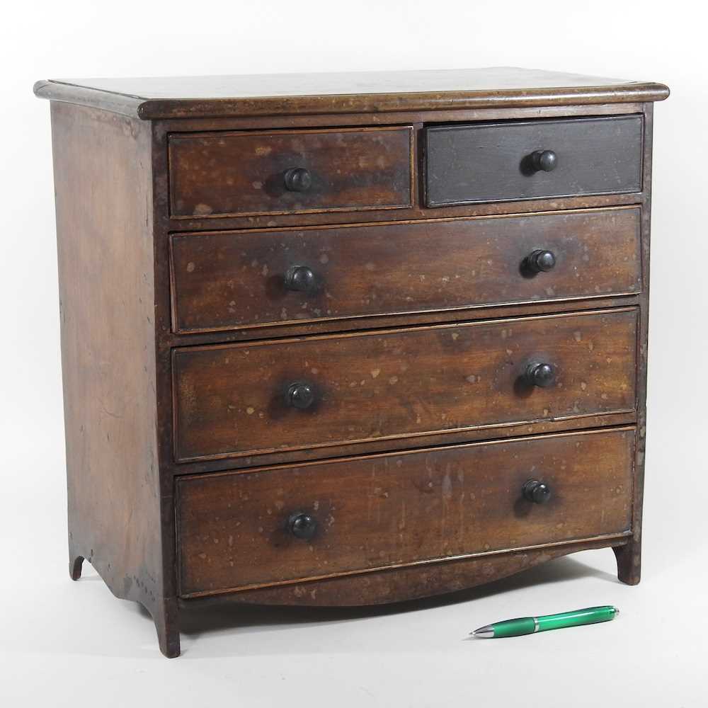 A 19th century mahogany apprentice chest, containing two short over three long drawers 46w x 24d x - Image 3 of 10