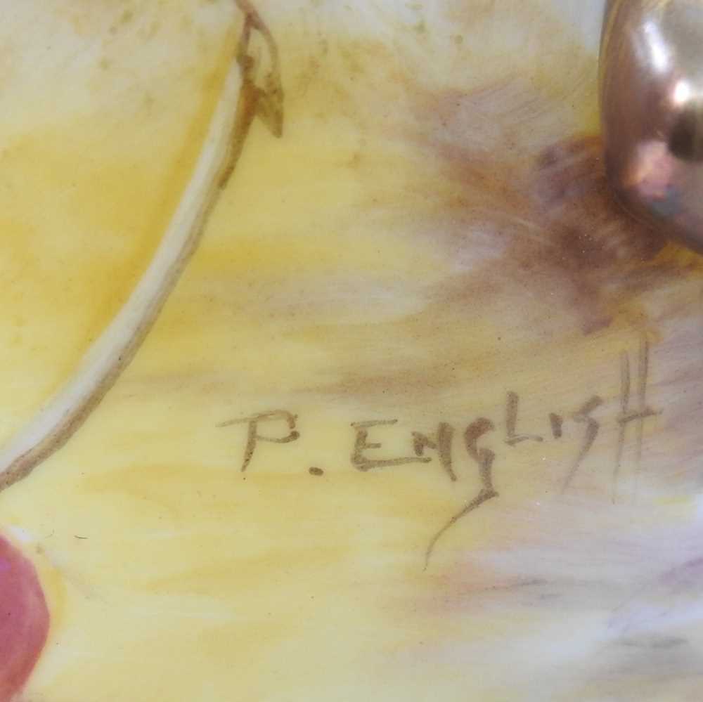 A Royal Worcester porcelain jug, hand painted with a fruit study by Paul English, signed, printed - Image 4 of 5