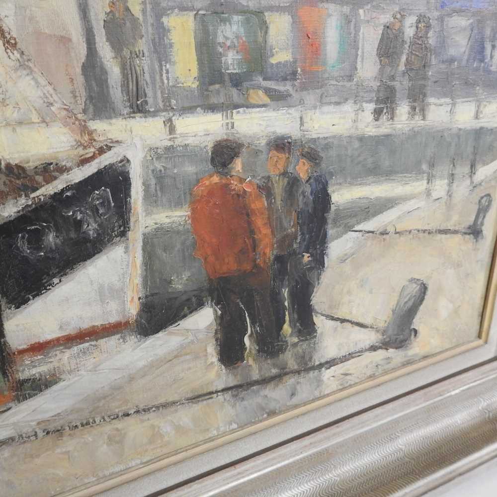 Back, 20th century, continental harbour, signed and dated 50, oil on canvas, 69 x 89cm - Image 5 of 8
