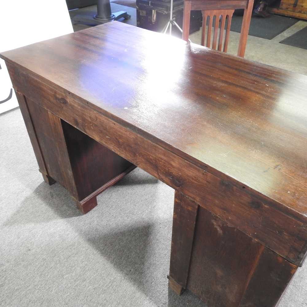 An early 20th century twin pedestal desk, together with a Victorian hall chair (2) 140w x 69d x - Image 5 of 6