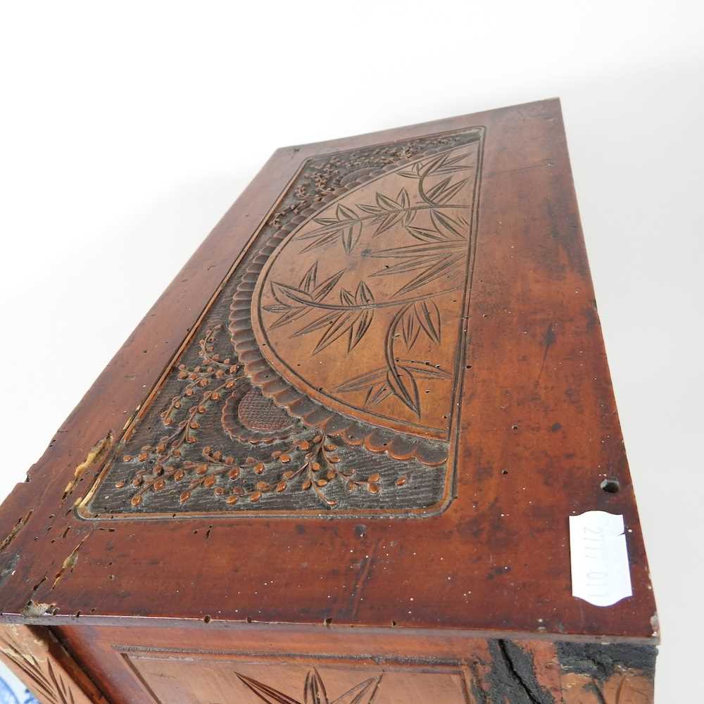 A Chinese carved collector's chest, 37cm wide, together with a pair of 18th century Chinese - Image 9 of 13