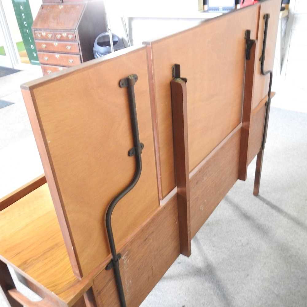 A mid 20th century teak dressing table, by Alfred Cox, with a stool (2) 153w x 46d x 120h cm Overall - Image 2 of 7