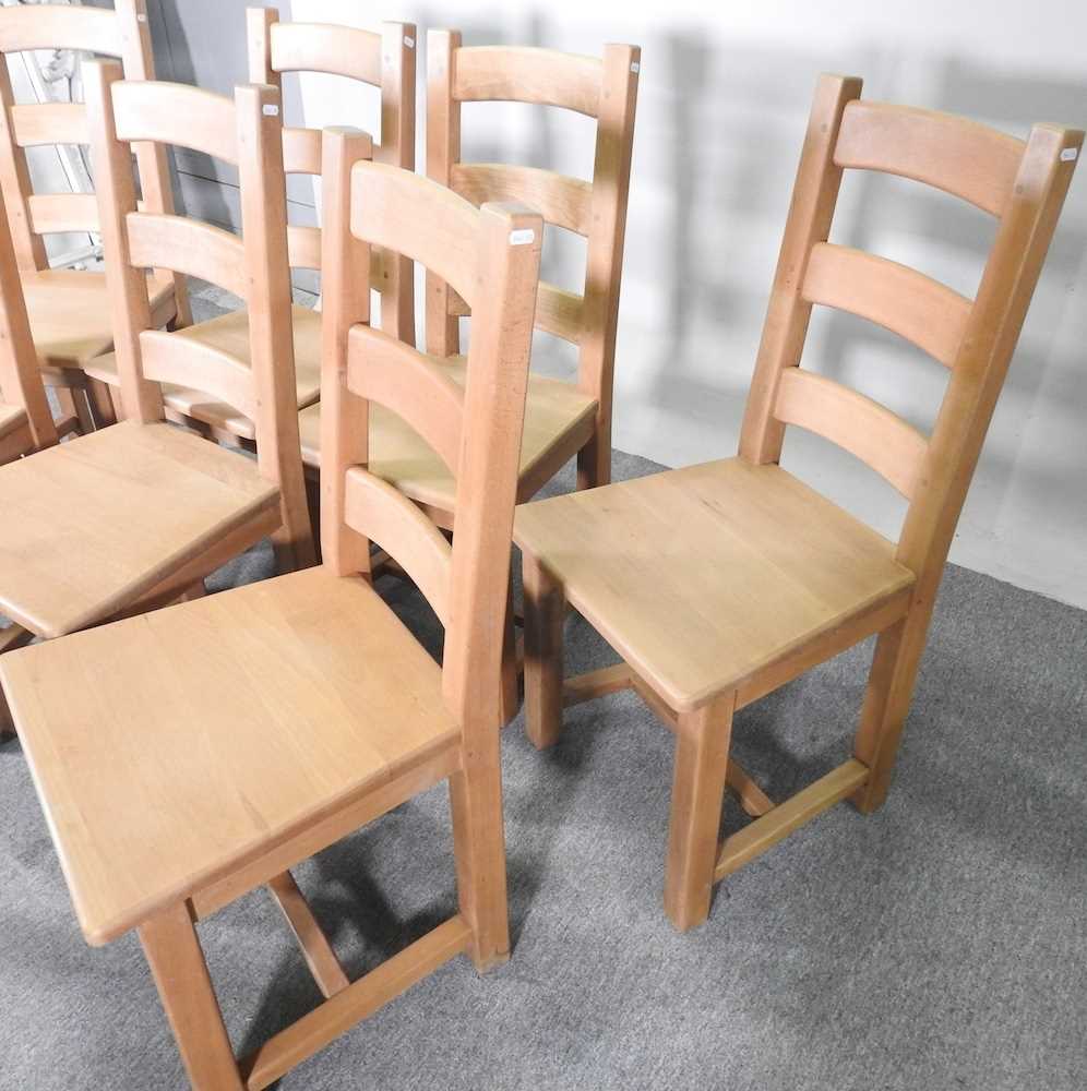 A set of eight modern beech ladder back dining chairs (8) - Image 4 of 5