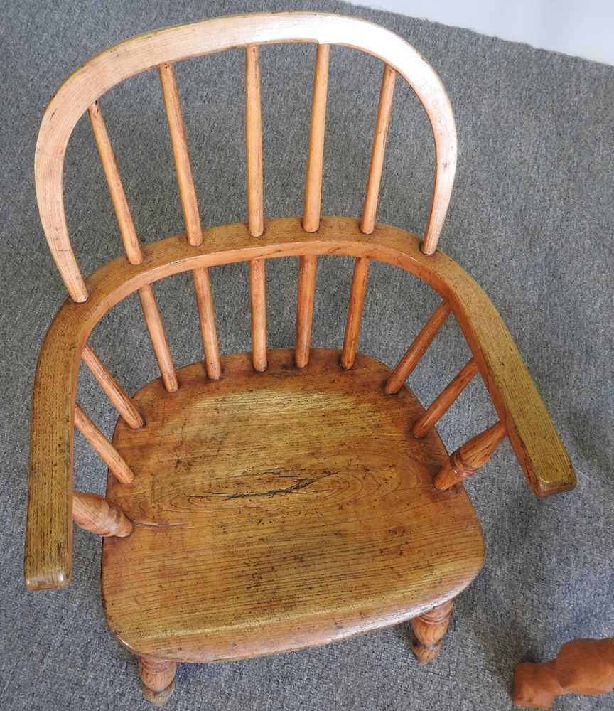 A child's ash and elm windsor style armchair, together with a handmade light oak occasional table ( - Image 2 of 2